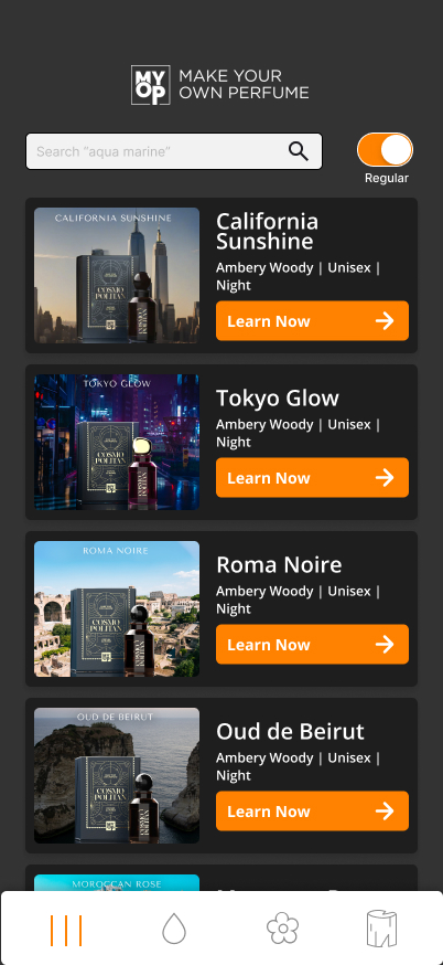All perfumes dark theme